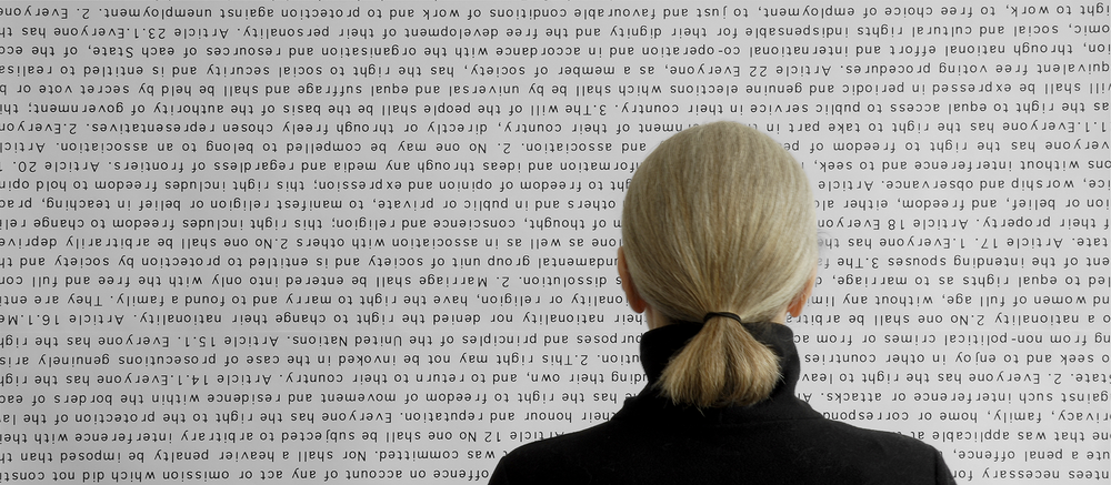 Monica Ross reading the Universal Declaration of Human Rights